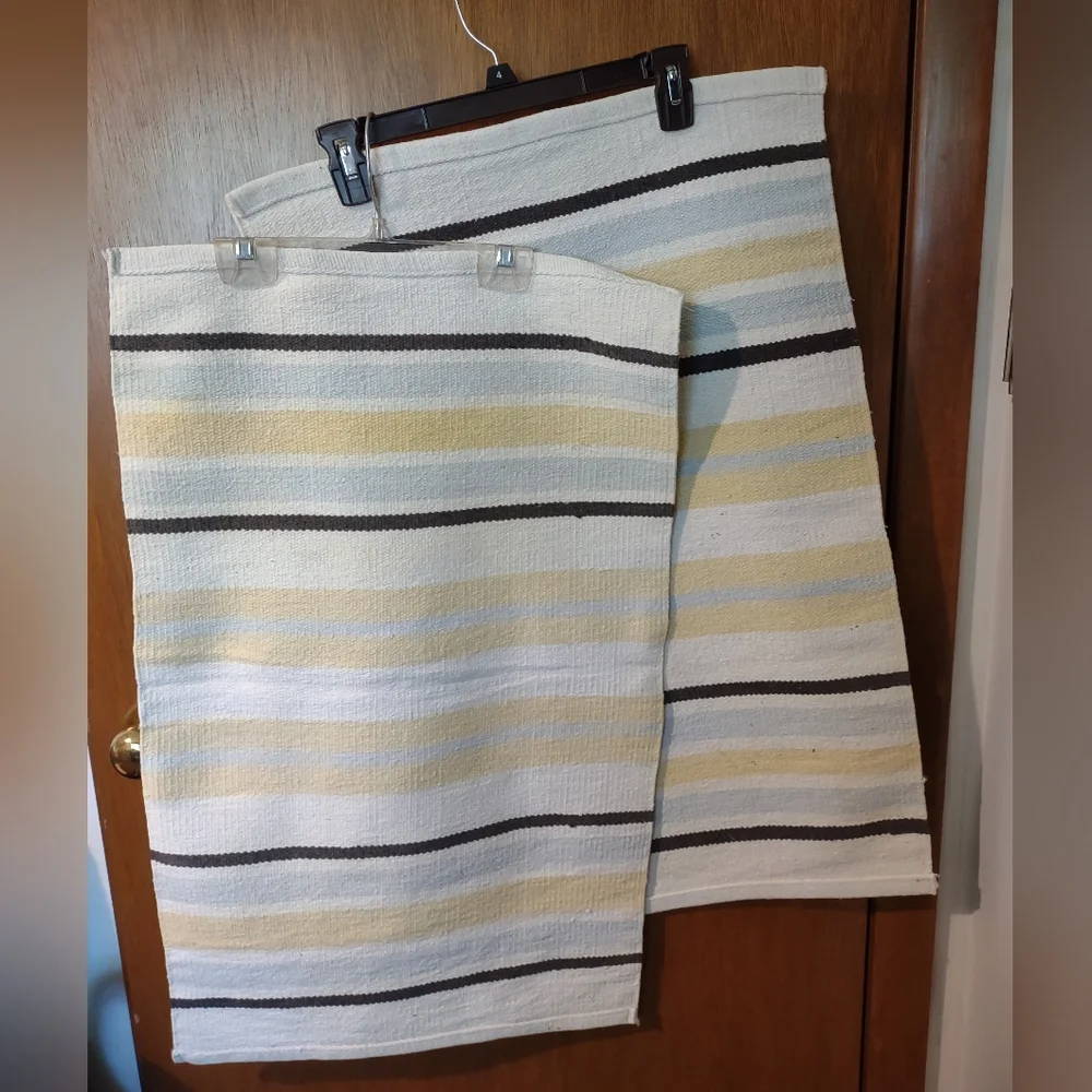 Lot of 2 Stripe 100% Cotton Rug Multicolor Reversible 18